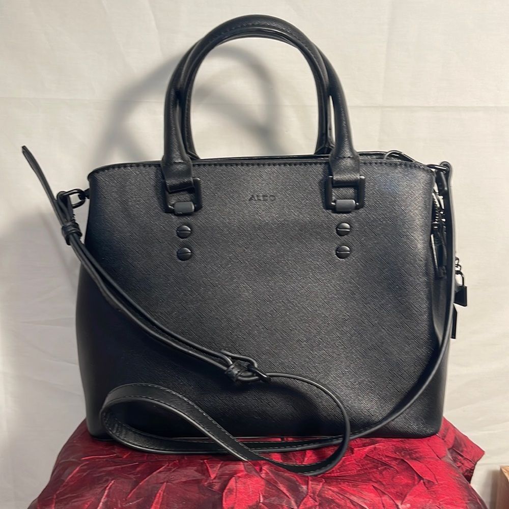 ALDO Legoiri‎ Black Leather Crossbody Tote NWOT
